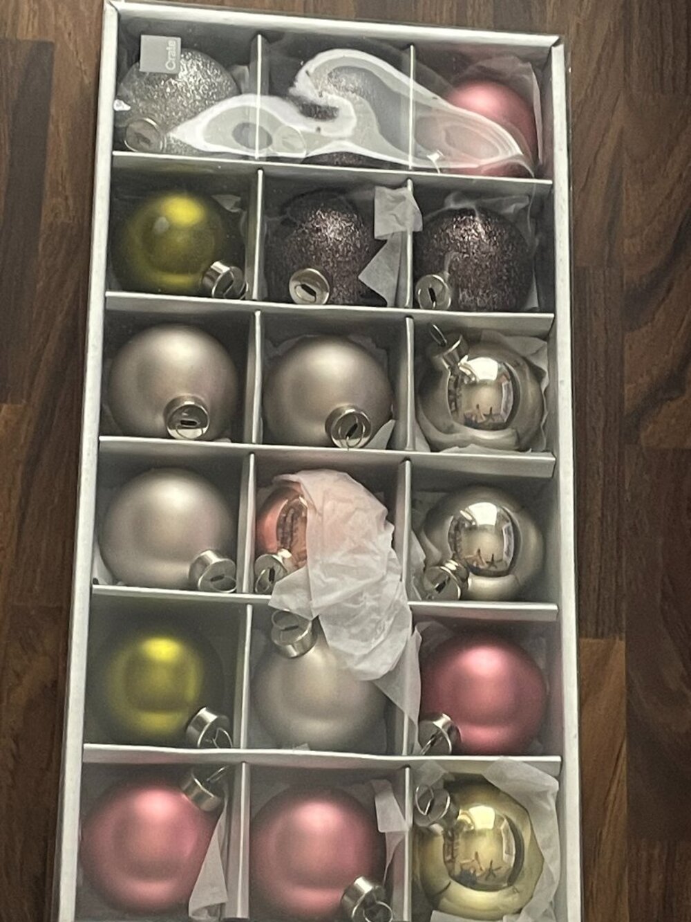 Winter Metallics Ball Christmas Tree Ornaments, Boxed Set of 18